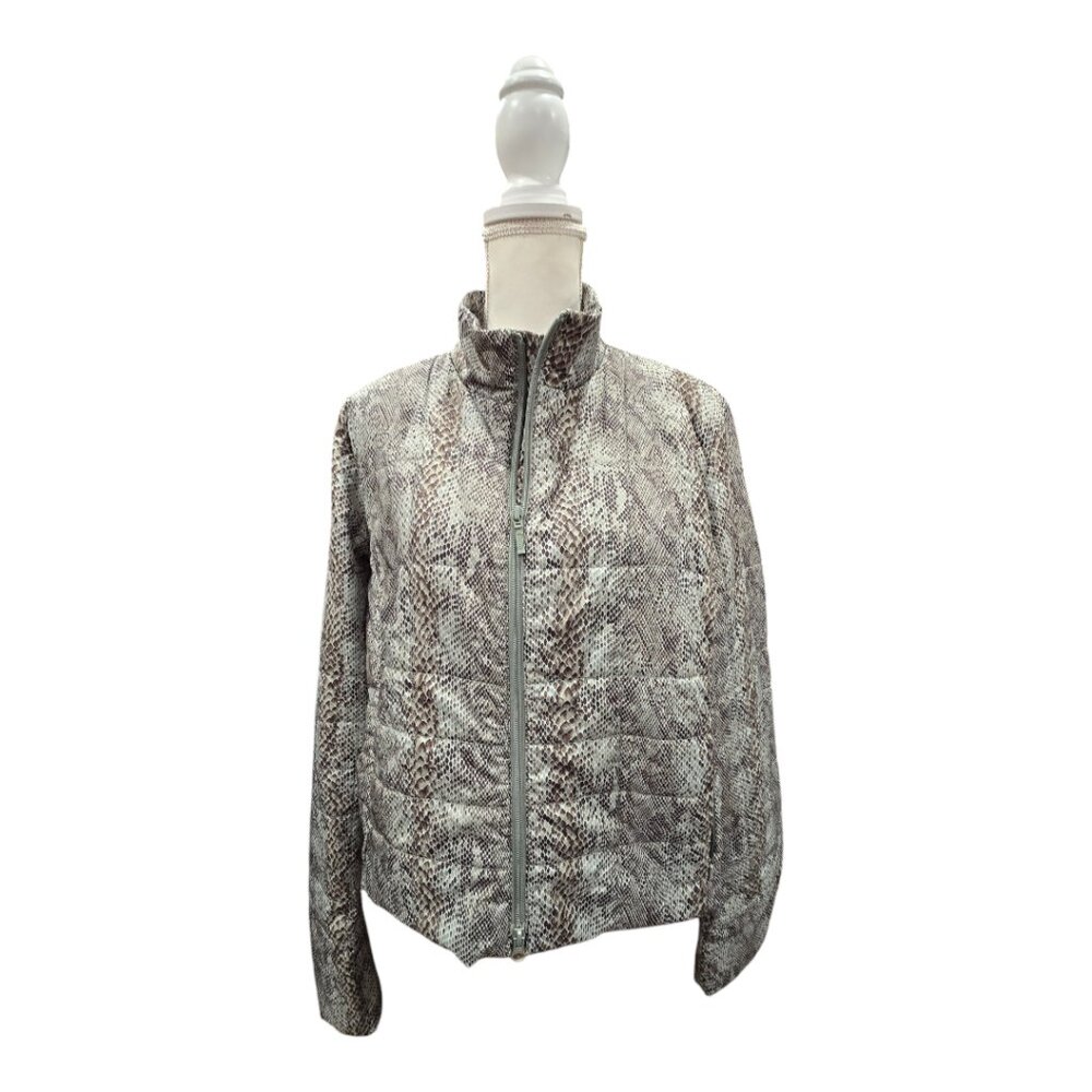 Hilary Radley Snakeskin Light Puffer Full Zip Insulated Winter Coat with Pockets